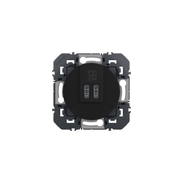 Prise USB Type-C+Type-C 20W Power Delivery dooxie - Noir
