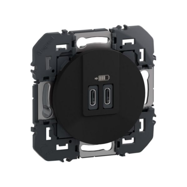 Prise USB Type-C+Type-C 20W Power Delivery dooxie - Noir