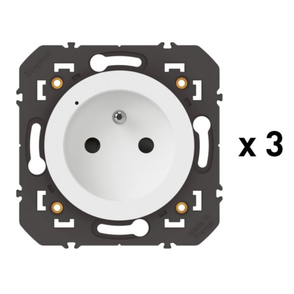 Pack 3 prises de courant connectées dooxie with Netatmo 16A 3680W avec mesure et suivi consommation - blanc sans plaque