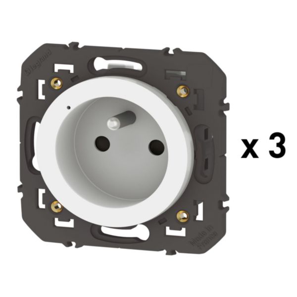 Pack 3 prises de courant connectées dooxie with Netatmo 16A 3680W avec mesure et suivi consommation - blanc sans plaque