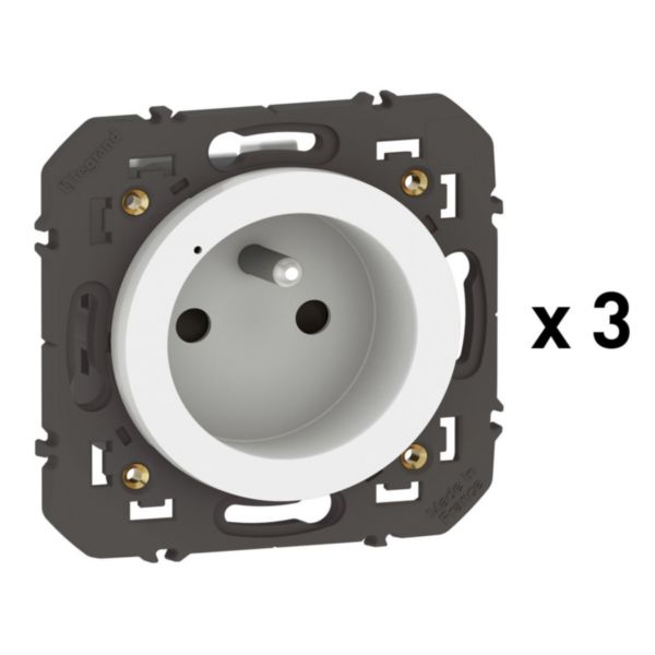 Pack 3 prises de courant connectées dooxie with Netatmo 16A 3680W avec mesure et suivi consommation - blanc sans plaque