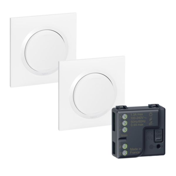 Prêt-à-Poser connectable dooxie avec 2 commandes sans fils sans pile Self-e et 1 micromodule - blanc
