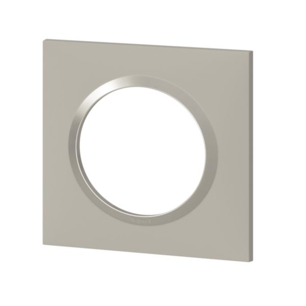 Plaque carrée dooxie 1 poste finition plume mat avec bague plume brillante (gris)