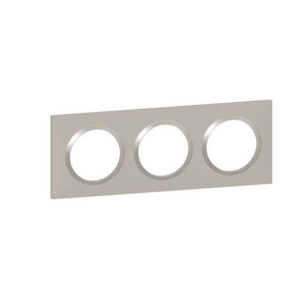 Plaque carrée dooxie 3 postes finition plume mat avec bague plume brillante (gris)
