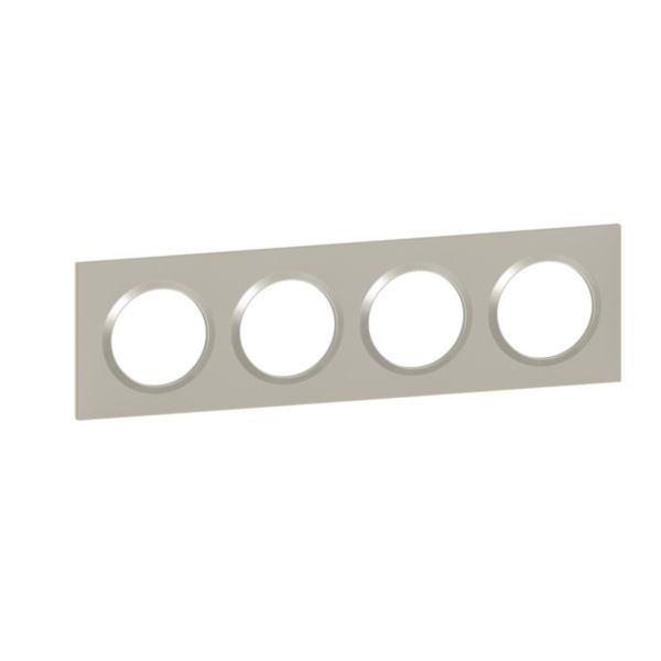 Plaque carrée dooxie 4 postes finition plume mat avec bague plume brillante (gris)