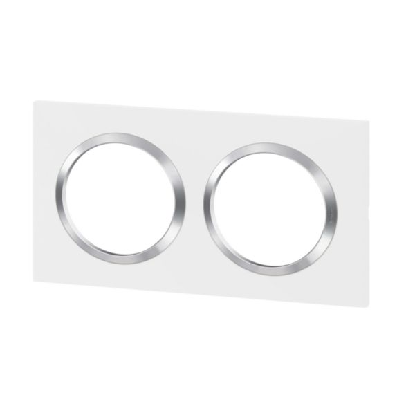 Plaque carrée dooxie 2 postes finition blanc avec bague effet chrome: th_LG-600842-WEB-L.jpg
