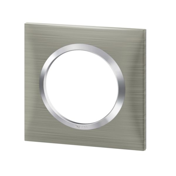 Plaque carrée dooxie 1 poste finition effet inox brossé avec bague effet chrome