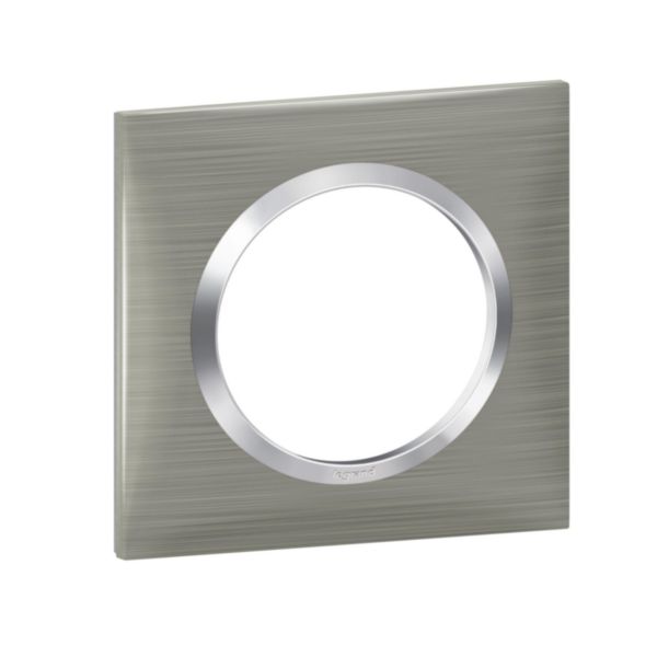 Plaque carrée dooxie 1 poste finition effet inox brossé avec bague effet chrome