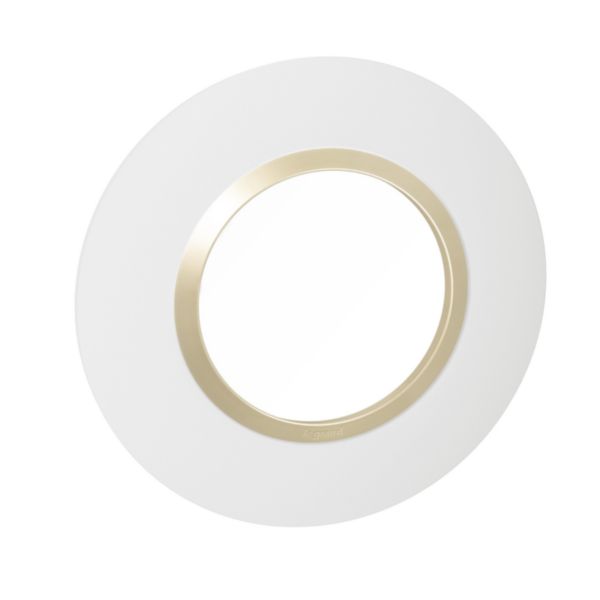 Plaque de finition ronde dooxie 1 poste finition blanc mat avec bague dune brillante (jaune)