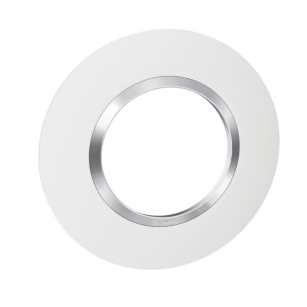 Plaque de finition ronde dooxie 1 poste finition blanc mat avec bague effet chrome