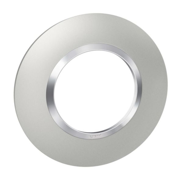 Plaque ronde dooxie 1 poste finition effet aluminium avec bague effet chrome