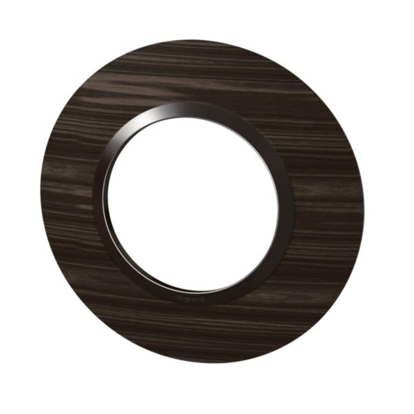 Plaque ronde dooxie 1 poste finition effet bois ébène