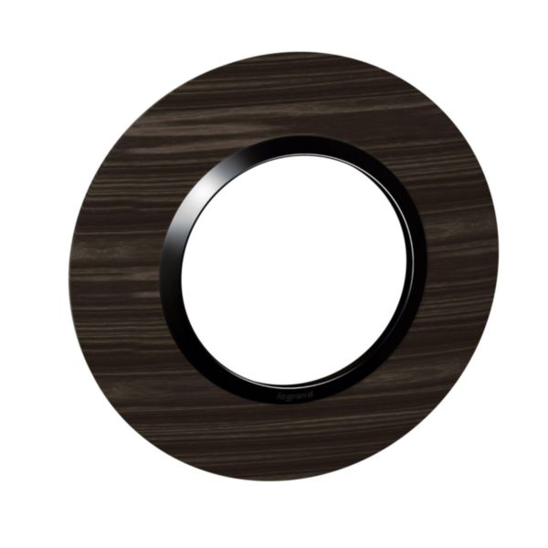 Plaque ronde dooxie 1 poste finition effet bois ébène