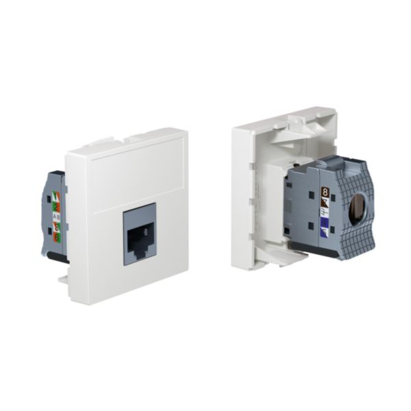 Plastron Linkeo C blanc 2 modules 1 port RJ45 Cat.6A STP