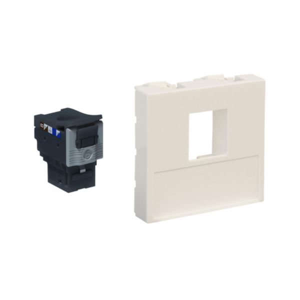 Plastron Linkeo C blanc 2 modules 1 port RJ45 Cat.6 FTP