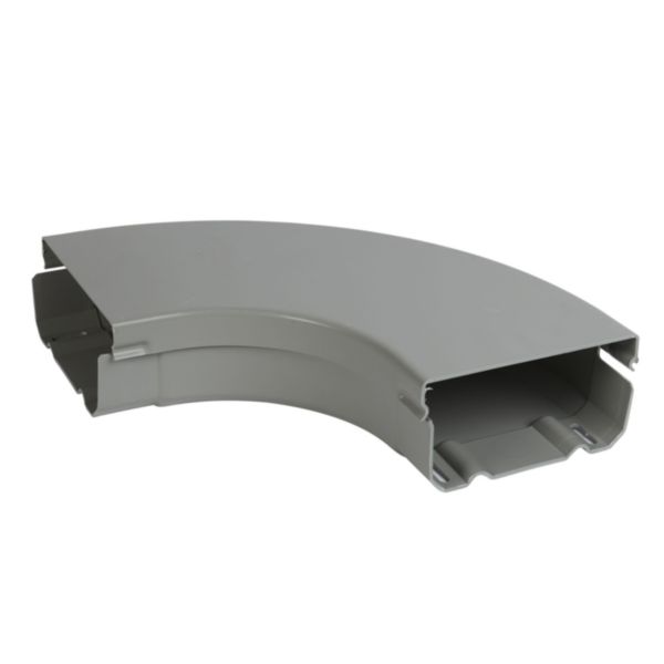 Coude horizontal PVC Isi Plast avec couvercle - hauteur 100mm et largeur 200mm - finition gris RAL7030