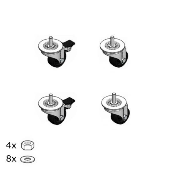 Jeu de 4 roulettes pour coffrets 19pouces Linkeo