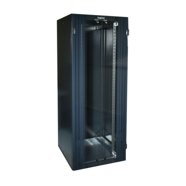 Baie 19pouces à porte avant double en verre livrée montée Linkeo capacité 42U - 2026x800x800mm - RAL7016