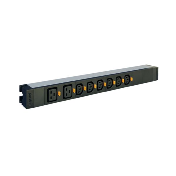 PDU standard 19pouces 1U LCS³ avec 6 prises C13 et 2 prises C19 verrouillables et raccordement par bornier