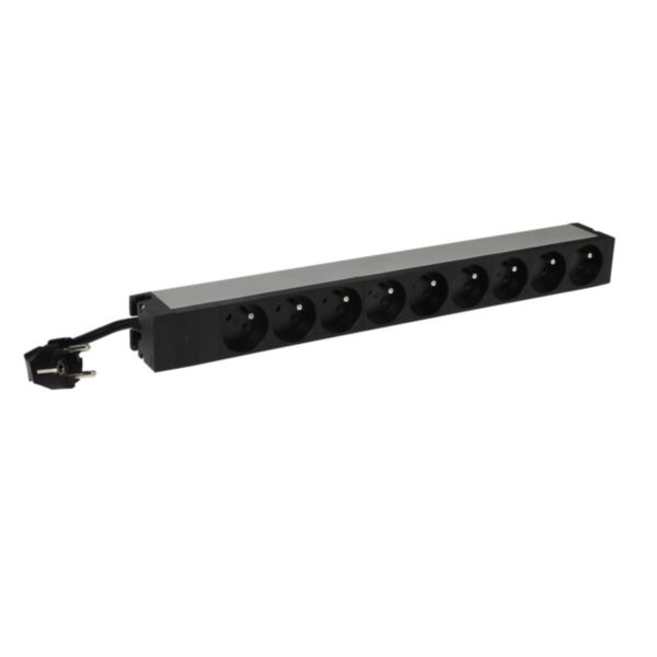 PDU avec voyant de présence tension 19pouces 1U LCS³ avec 9 prises 2P+T et cordon d'alimentation 3m avec fiche 2P+T 16A