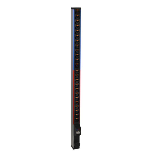 PDU standard monophasé Zéro-U LCS³ avec 24 prises C13 verrouillables et raccordement par bornier jusqu'à 6mm²