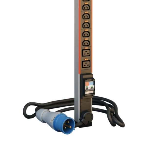 PDU standard monophasé Zéro-U LCS³ avec 20xC13 et 4xC19 verrouillables et cordon d'alimentation 3m avec fiche 2P+T