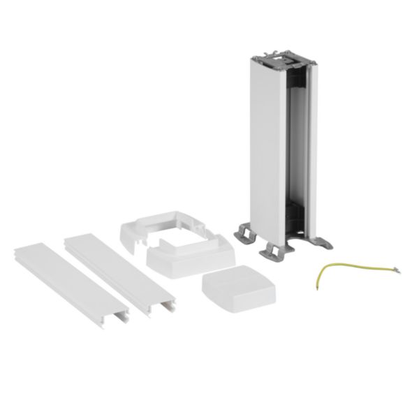 Colonnette à clippage direct 1 compartiment 2 faces hauteur 0,30m couvercle PVC et corps en alu - blanc RAL9003