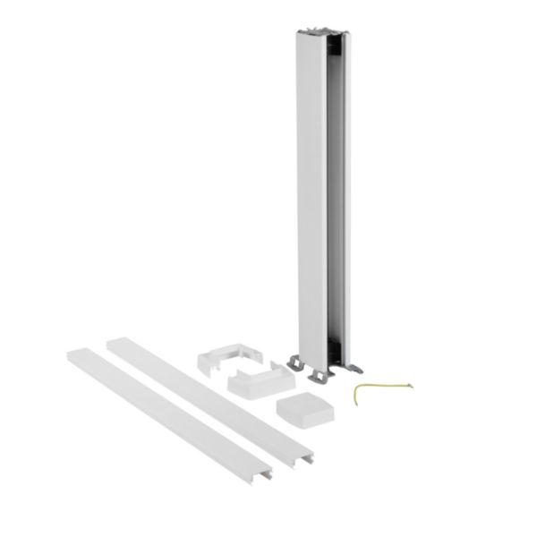 Colonnette à clippage direct 1 compartiment 2 faces hauteur 0,68m couvercle PVC et corps en alu - blanc RAL9003