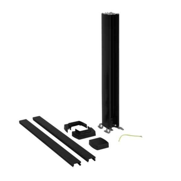 Colonnette à clippage direct 1 compartiment 2 faces hauteur 0,68m couvercle PVC et corps en alu - noir RAL9017