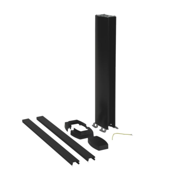 Colonnette à clippage direct 2 compartiments hauteur 0,68m couvercle PVC et corps en alu - noir RAL9017