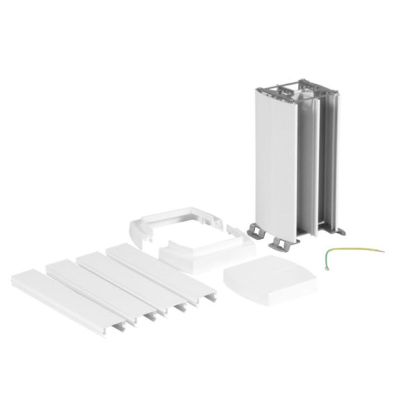 Colonnette à clippage direct 4 compartiments hauteur 0,30m couvercle PVC et corps en alu - blanc RAL9003