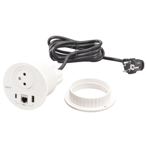 Incara Disq 80 prise 2P+T Surface , chargeur USB Type-A+C , prise RJ45 catégorie6 FTP - cordon 2m avec fiche 2P+T - blanc Ø80mm - Page 6