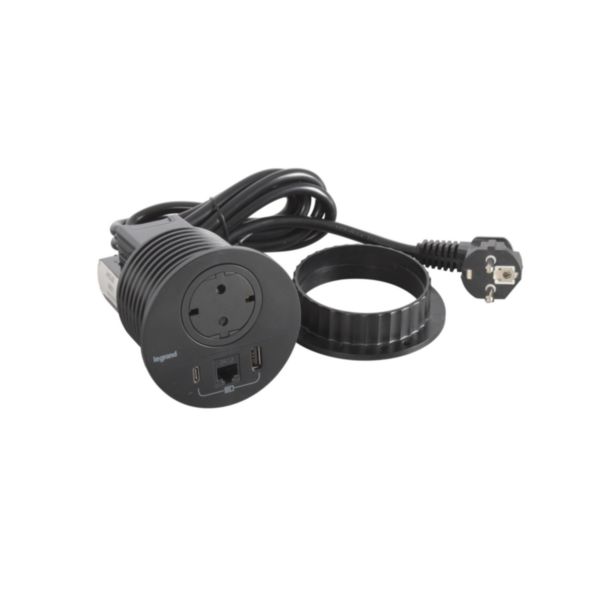Incara Disq 80 équipé d'1 prise Schuko, 1 prise chargeur USB A+C 15W, 1 prise RJ45 cat6 FTP et cordon de 2m avec fiche - noir - Page 5
