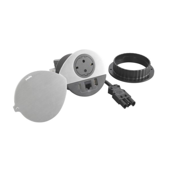 Incara Disq 80 équipé d'1 prise Schuko, 1 prise chargeur USB A+C 15W, 1 prise RJ45 cat6 FTP et cordon de 0,5m Wieland - couvercle noir - Page 4