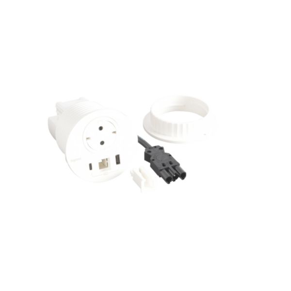 Incara Disq 80 équipé d'1 prise Schuko, 1 prise chargeur USB A+C 15W, un passe-câble et cordon de 0,5m Wieland - blanc - Page 4