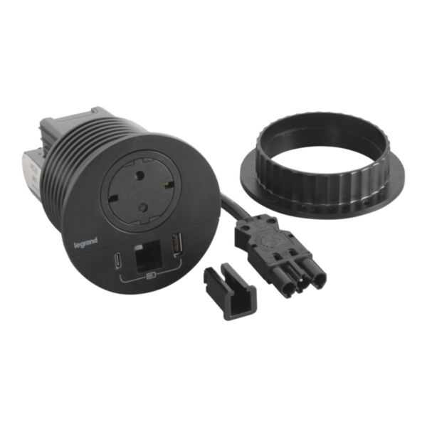 Incara Disq 80 équipé d'1 prise Schuko, 1 prise chargeur USB A+C 15W, un passe-câble et cordon de 0,5m Wieland - noir - Page 4