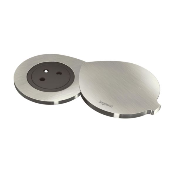 Incara Disq 60 avec prise 2P+T Surface , couvercle pivotant et cordon de 0,5m équipé d'un connecteur Wieland -noir avec couvercle Ø60mm