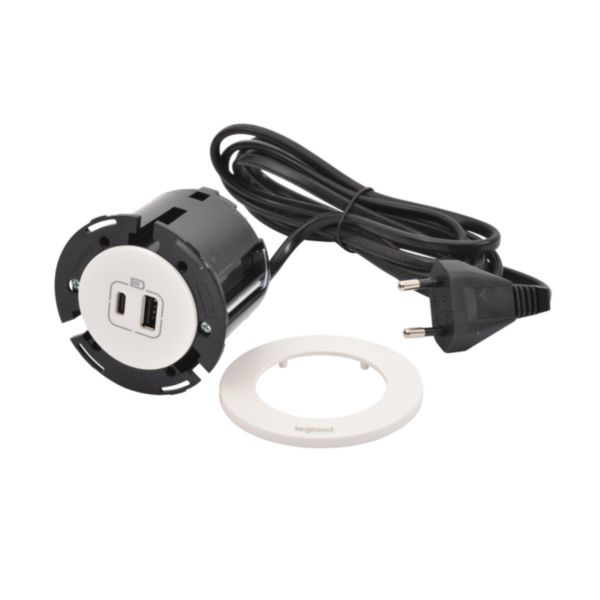 Incara Disq 60 avec chargeur USB TypeA+TypeC livré avec cordon de 2m équipé d'une fiche 2P+T - blanc Ø60mm - Page 9