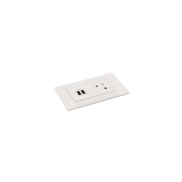 Incara Multilink version horizontal pour mobilier équipé de 1 prise 2P+T et 1 chargeur USB Type-A+Type-C - blanc