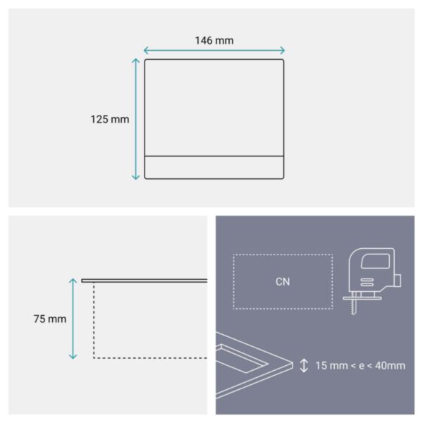 Incara Pop-up à encastrer dans mobilier et à équiper de 4 modules avec couvercle finition Aluminium brossé