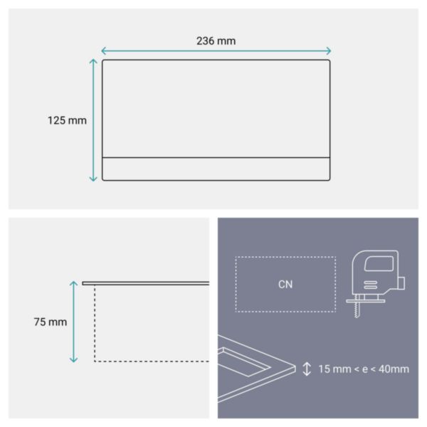 Incara Pop-up à encastrer dans mobilier et à équiper de 8 modules avec couvercle finition Aluminium brossé