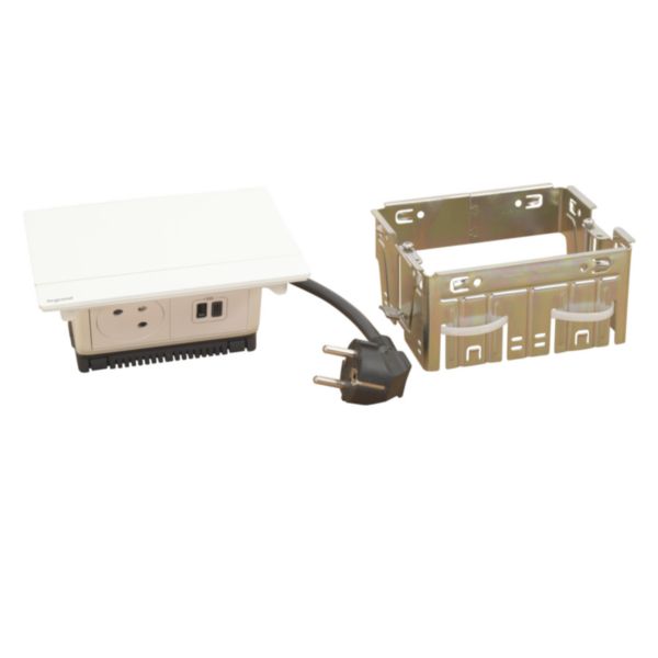 Incara Pop-up équipé de 1 prise 2P+T Surface et 1 chargeur USB Type-A+Type-C 15W avec cordon - 4 modules blanc