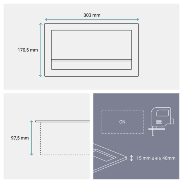 Incara Flip-up équipé de 2 prises 2P+T Surface, 1 chargeur USB Type-A+Type-C, RJ45 , HDMI et cordon - 8 modules métal