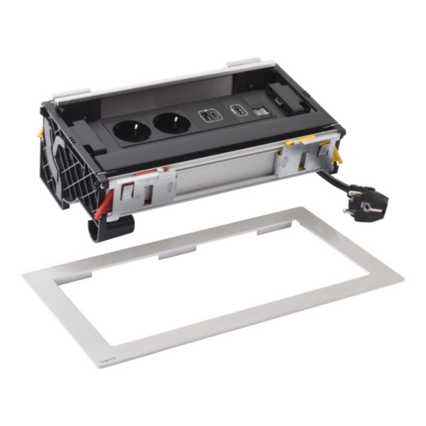 Incara Flip'Up équipé de 2 PC Schuko, 1 prise chargeur USB A+C 15W, 1 prise HDMI 2.0, 1 prise RJ45 CAT6 UTP, cordon 2m fiche - métal - Page 3