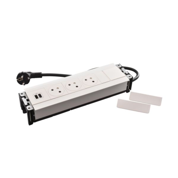 Incara Multilink version vertical pour mur équipé de 3 prises 2P+T et 1 chargeur USB Type-A+Type-C 15W - blanc