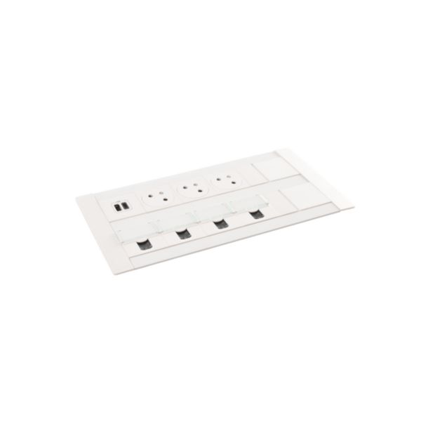 Incara Multilink version vertical pour mur équipé de 3 prises 2P+T , 1 chargeur USB Type-A+Type-C , 4 prises RJ45 -blanc