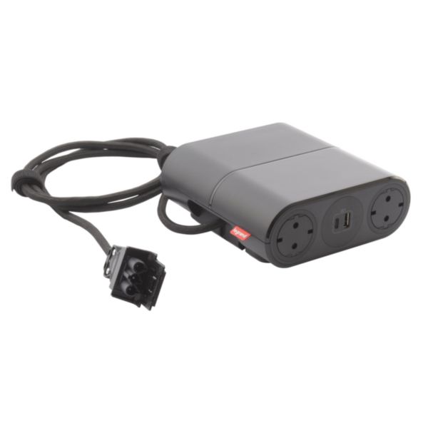 Incara Link'On extension - 4 prises Schuko 2 prises chargeur USB A+C 15W un cordon de 1,5m Wieland - noir
