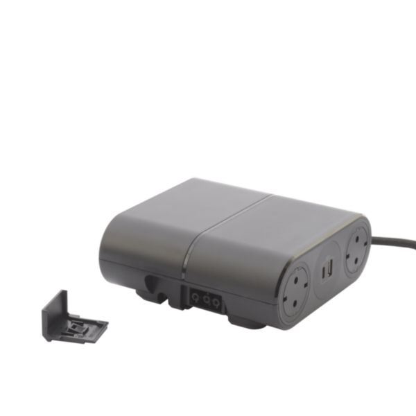 Incara Link'On extension - 4 prises Schuko 2 prises chargeur USB A+C 15W un cordon de 1,5m Wieland - noir