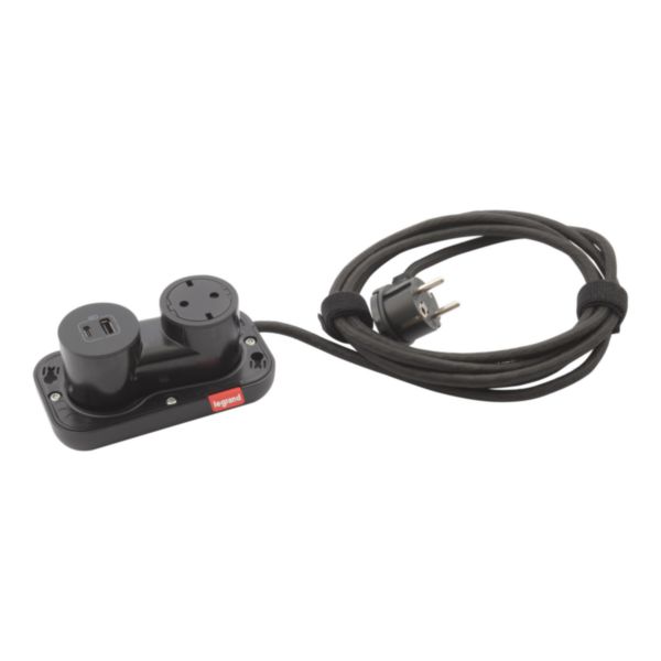 Incara Electr'On équipé de 1 prise Schuko 1 prise chargeur USB A+C 15W cordon tissé 2,5m avec fiche - noir - Page 2