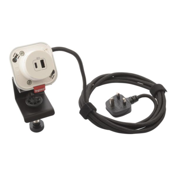 Incara Electr'On équipé avec 1 prise chargeur USB A+C 15W un cordon tissé de 2,5m avec fiche BS et accessoire de fixation - blanc - Page 5